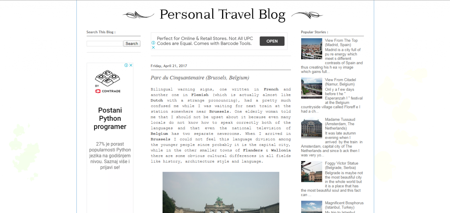 PERSONAL TRAVEL BLOG